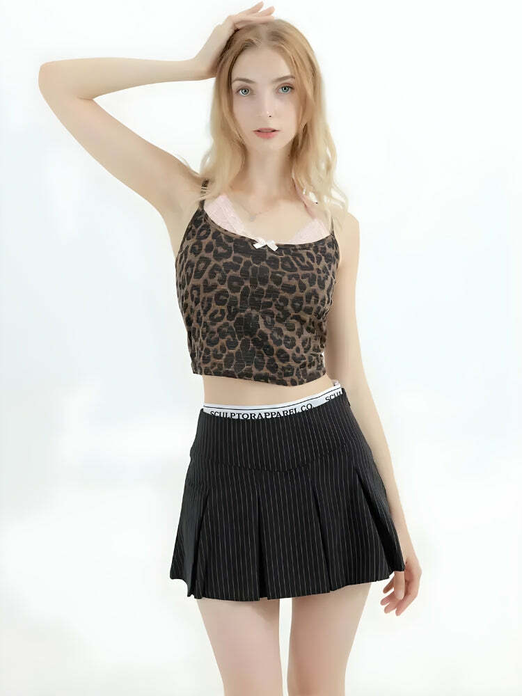 Y2K Grunge Leopard Crop Top - Trendy 90s Aesthetic for Summer Outfits & Cute Looks