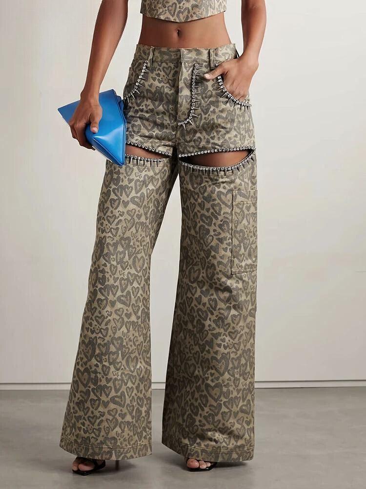 Y2K Grunge Leopard Cut-Out Cargo Pants for Trendy Summer Outfits and Aesthetic Looks