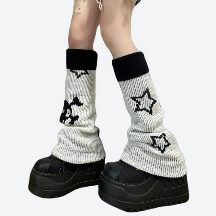 Y2K Grunge Reversible Leg Warmers for 90s Aesthetic Outfits & Summer Fashion Styles