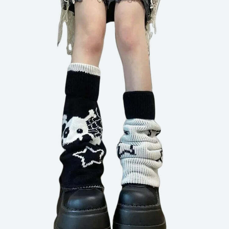 Y2K Grunge Reversible Leg Warmers for 90s Aesthetic Outfits & Summer Fashion Styles