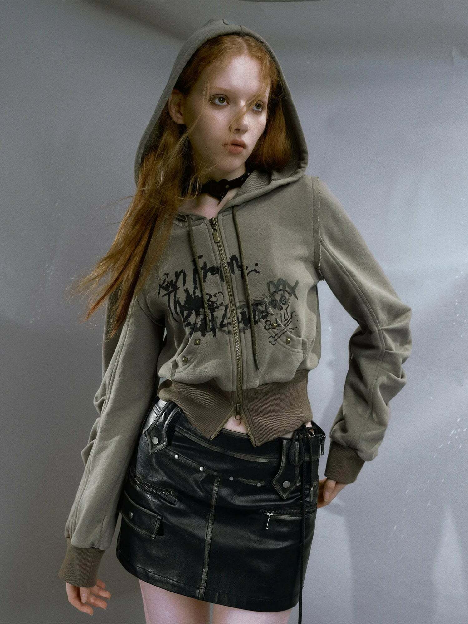 Y2K Grunge Ruched Sleeve Hoodie - Vintage 90s Aesthetic for Effortless Summer Style