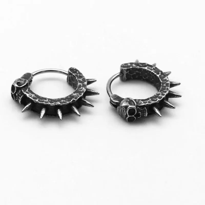 Y2K Grunge Skull Spiked Hoop Earrings for 90s Fashion Aesthetic & Cute Outfits