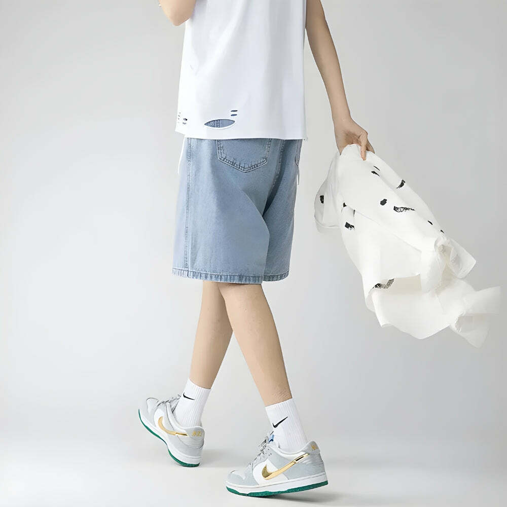 Y2K Grunge Wide Leg Cargo Shorts - Trendy 90s Summer Outfit for Effortless Style