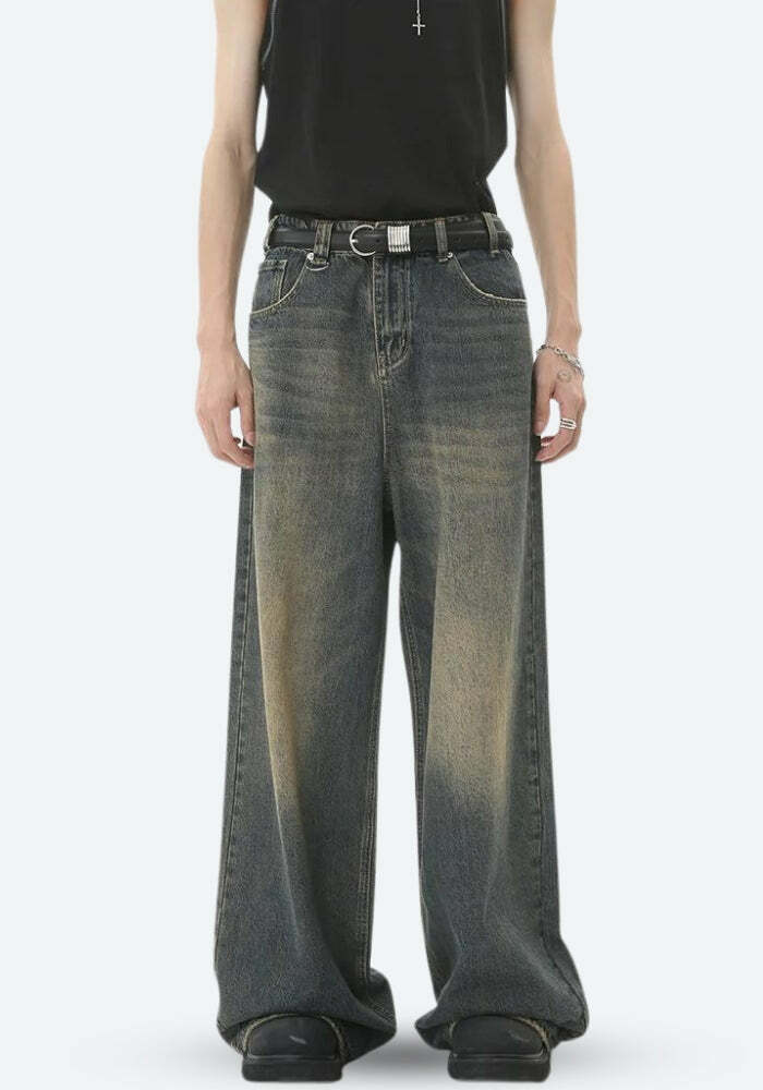 Y2K Grunge Wide Leg Jeans - Vintage 90s Style for Effortless Summer Outfits