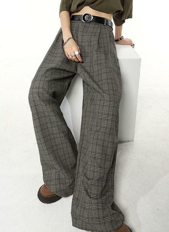 Y2K Grunge Wide Leg Plaid Pants - Vintage 90s Aesthetic for Effortless Summer Style