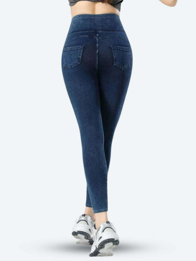 Y2K High Rise Denim Jeggings - Trendy 90s Style Casual Pants for Grunge & Coquette Aesthetic