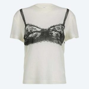 Y2K Lace Bra Tee: Trendy Summer Outfit for Grunge Aesthetic & 90s Fashion Lovers