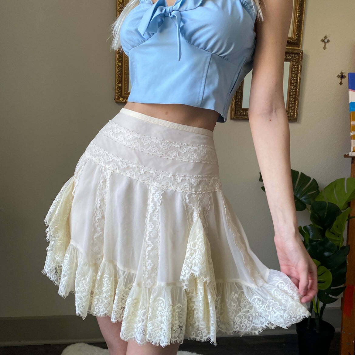 Y2K Lace Ruffle Pleated Skirt - Cute Coquette Aesthetic for Grunge & Pastel Goth Styles