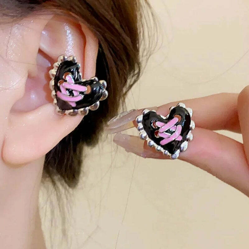 Y2K Pastel Goth Heart Corset Earrings - Grunge Aesthetic Jewelry for 2000s Fashion Lovers