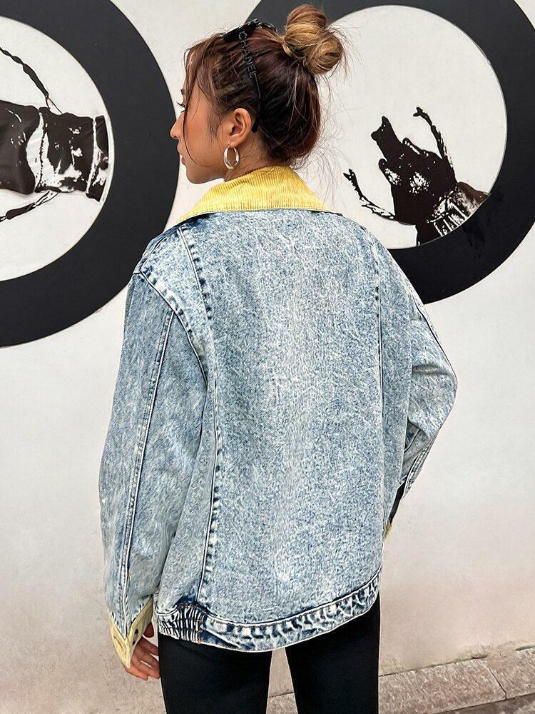 Y2K Patchwork Denim Jacket - Vintage 90s Grunge Style for Trendy Summer Outfits