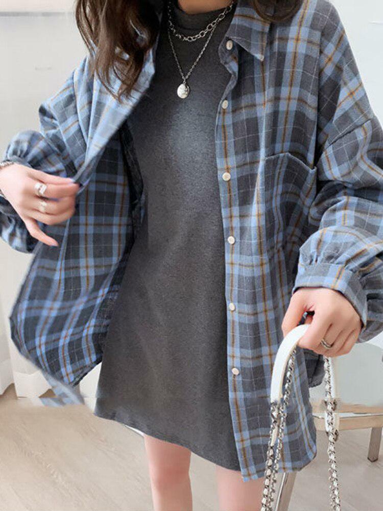 Y2K Puff Sleeve Plaid Shirt - Trendy 90s Grunge Aesthetic for Summer Outfits & Cute Looks