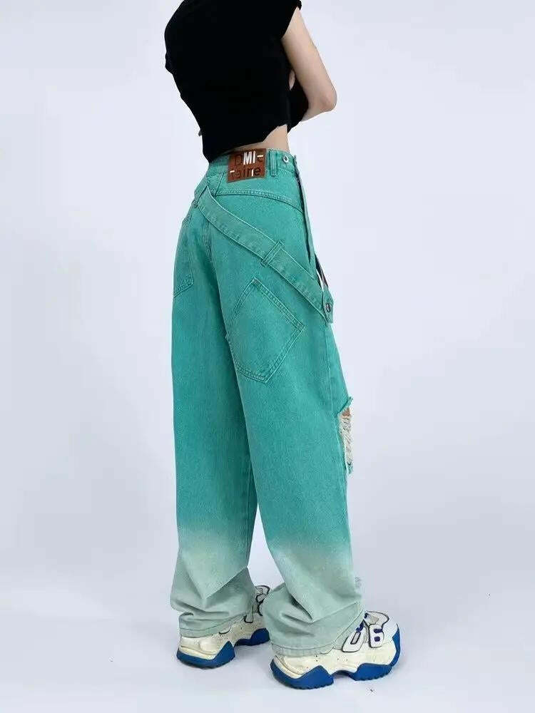 Y2K Ripped Denim Baggy Jeans - Trendy Grunge Style for Summer Outfits & Aesthetic Looks