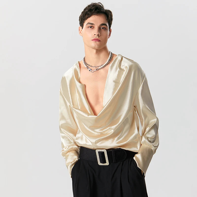 Y2K Satin Cowl Neck Top - Trendy Summer Outfit, Grunge Aesthetic, 90s Fashion Vibes