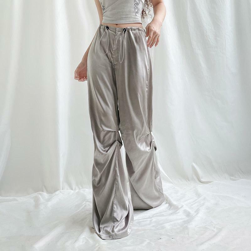 Y2K Satin Wide Leg Pants - Trendy 90s Fashion for Summer Outfits & Grunge Aesthetic