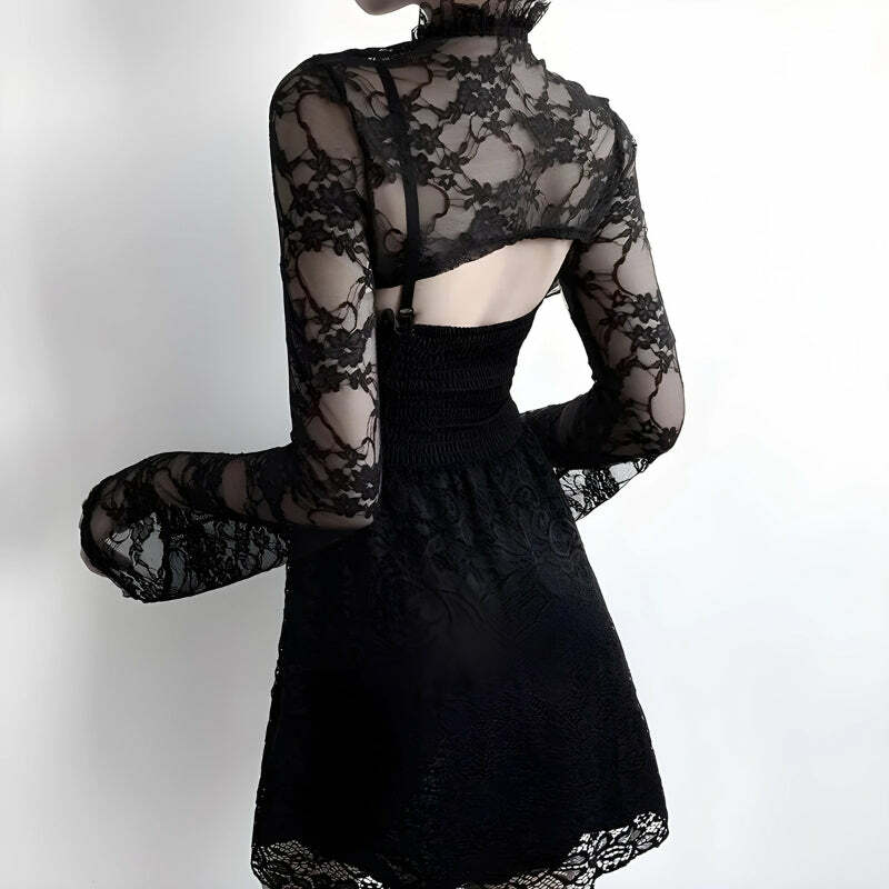 Y2K Sheer Lace Bolero for Grunge Aesthetic, 90s Fashion, and Summer Outfits