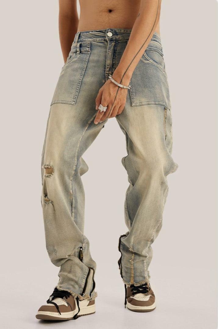 Y2K Slim Leg Ripped Jeans - Trendy 90s Grunge Style for Effortless Summer Outfits