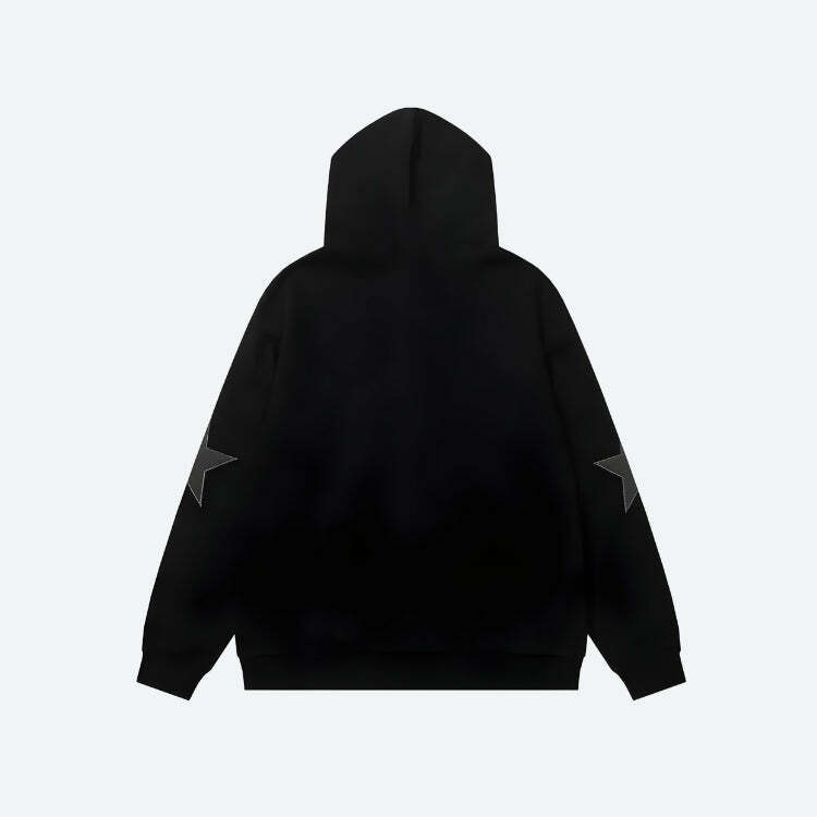 Y2K Star Patch Zip-Up Hoodie: Trendy Grunge Aesthetic for Summer Outfits & 2000s Fashion