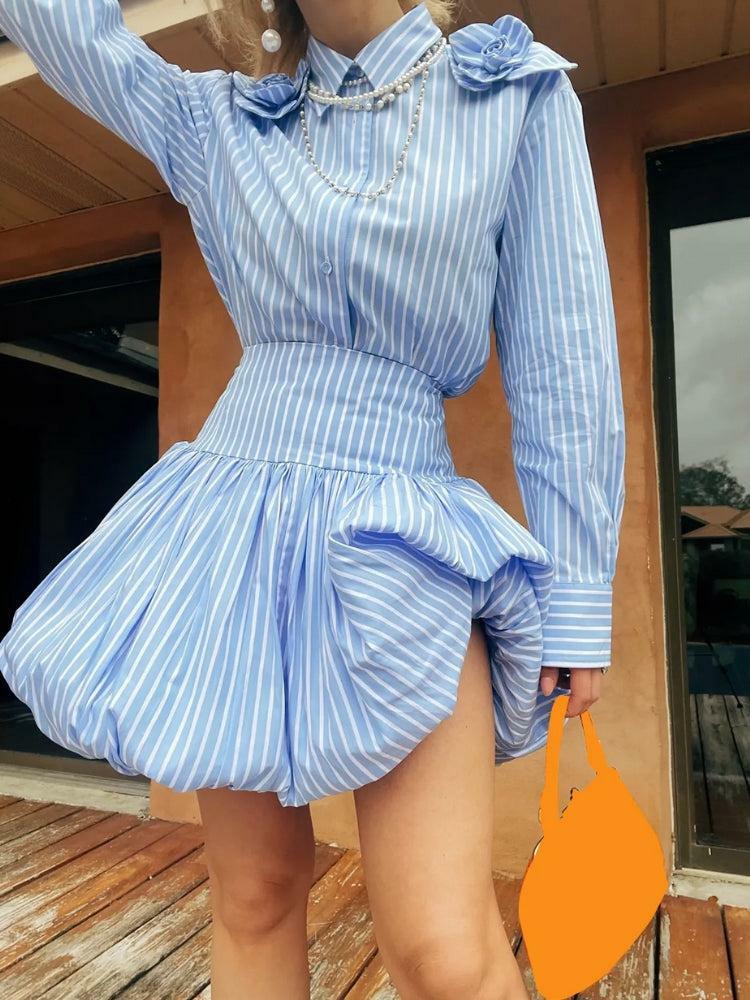 Y2K Striped Bubble Mini Skirt - Cute Summer Outfit, 90s Aesthetic, Grunge Style, Trendy Fashion