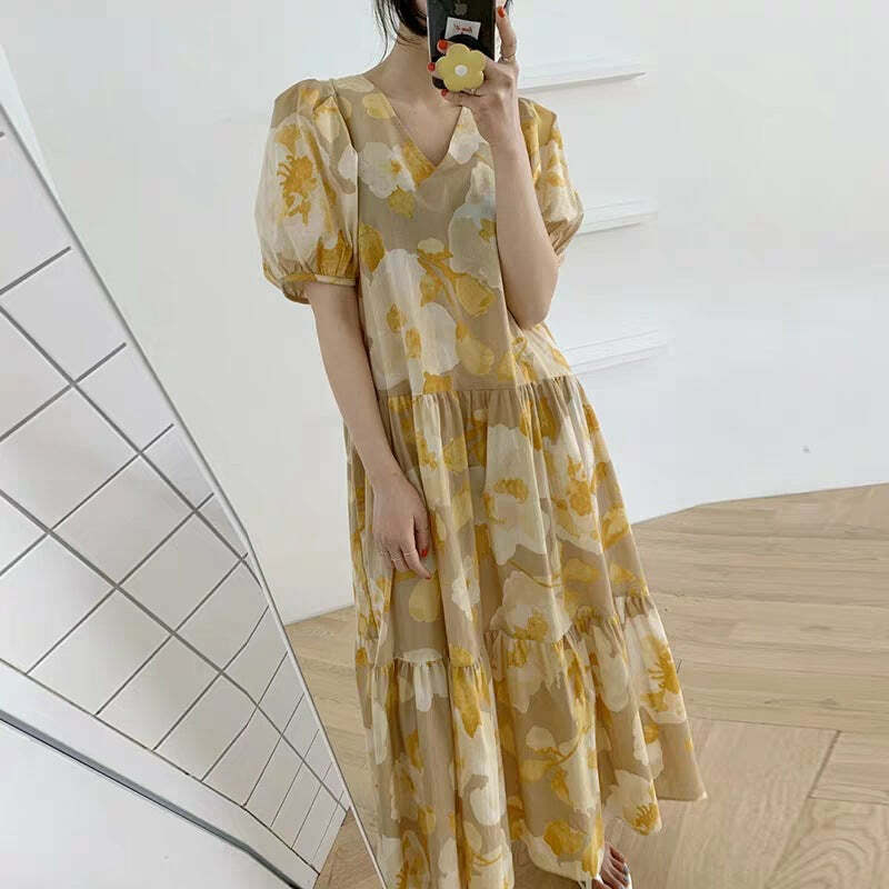 Y2K Vintage Printing Summer Dress - Cute Coquette Aesthetic with Grunge Style Vibes