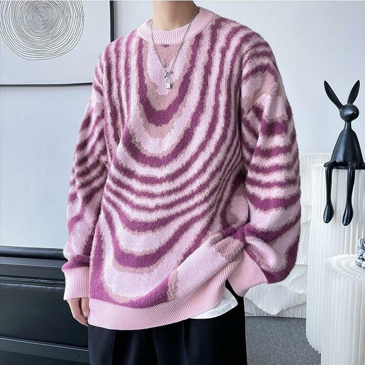 Y2K Wavy Striped Knitted Sweater - Trendy 90s Fashion for Grunge Aesthetic Outfits