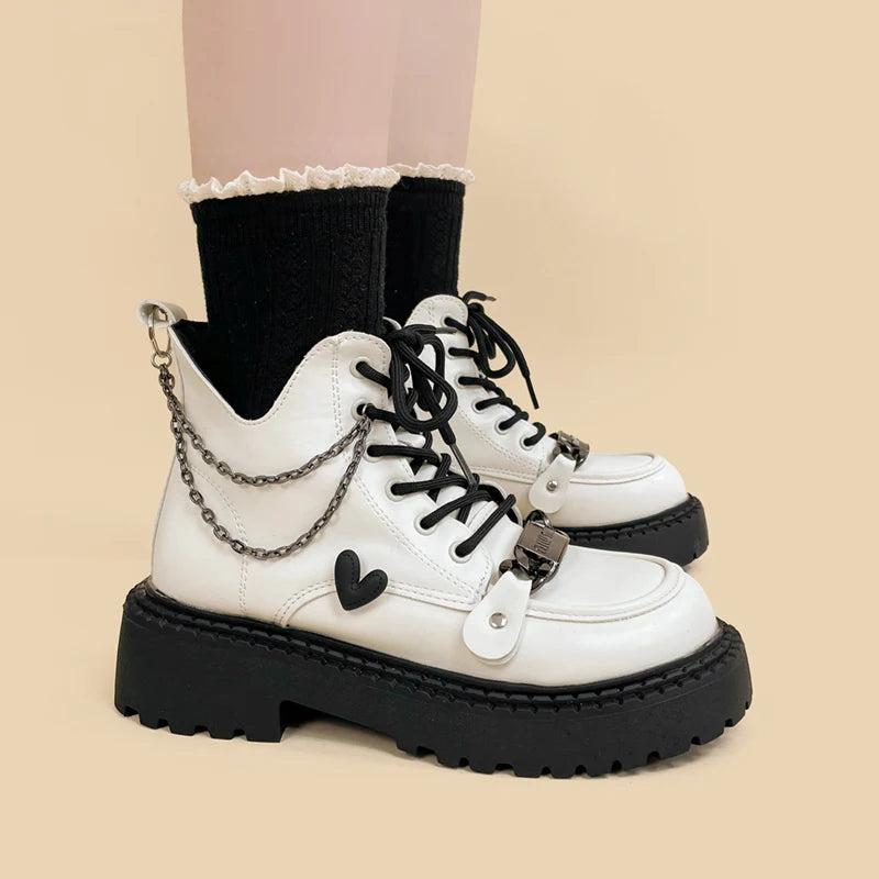 Y2K White Platform Boots for Grunge & 90s Fashion - Perfect for Summer Outfits & Aesthetic Looks