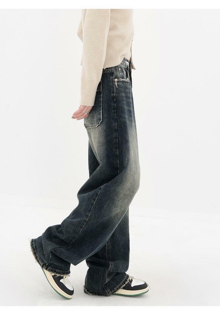 Y2K Wide Leg Dark Jeans - Grunge Aesthetic, 90s Style, Perfect for Summer Outfits & Casual Looks