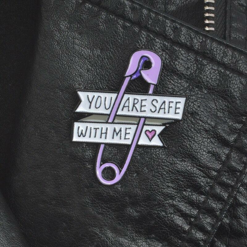 You Are Safe With Me Y2K Fashion Pins - Cute 90s Aesthetic Accessories for Outfits